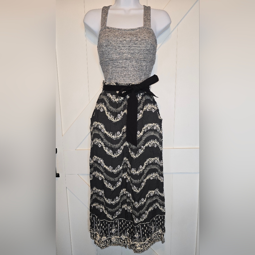 Anthropologie Lilka Maple Lane Jumpsuit XS Gray Bodice Loose Leg Boho Pants